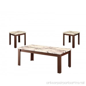 Acme Furniture 82132 3 Piece Carly Coffee/End Table Set Faux Marble & Cherry - B01H3OUDZ2