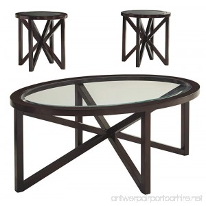 Ashley Furniture Signature Design - Sleffine Occasional Table Set - Tempered and Beveled Glass Tops - Set of 3 - Dark Brown - B00KALSLW8
