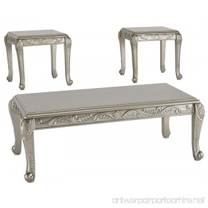 Ashley Furniture Signature Design - Verickam Traditional 3-Piece Table Set - Includes Cocktail Table & Two End Tables - Silver Finish - B079J2DQD4