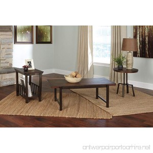 Ashley Riggerton 3 Piece Coffee Table Set in Burnished Brown - B00ROAJHEY