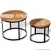 Festnight 2 Piece Wood Round Coffee Table Set Solid Reclaimed Wood Round Antique Style 19.7 - B079R8D93H