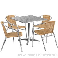 Flash Furniture 31.5'' Square Aluminum Indoor-Outdoor Table Set with 4 Beige Rattan Chairs - B002O68H1C