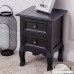 Giantex White Curved Legs Accent Side End Table Nigh stand Furniture Bedroom W/2 Drawers (1 Black W/2 Drawers) - B074QJJ6PC