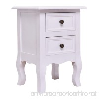 Giantex White Curved Legs Accent Side End Table Nigh stand Furniture Bedroom W/2 Drawers (1  White W/2 Drawers) - B06Y6N6SMT