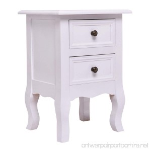 Giantex White Curved Legs Accent Side End Table Nigh stand Furniture Bedroom W/2 Drawers (1 White W/2 Drawers) - B06Y6N6SMT