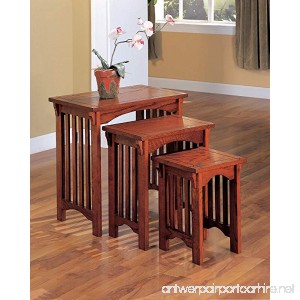 1PerfectChoice 3 Pieces Simple Mission Design Nesting Tables Snack Table Stand Solid Wood Oak - B01CZZ1BHS
