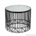 Joveco Black Accent Metal Round End Table Nesting Coffee Table with Glass Top Set of 2 - B01ATYJKO8