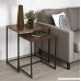 Kate and Laurel - Solis Rustic 2-Piece Nesting Side Accent Tables with Geometric Patterned Wooden Tops and Distressed Black Metal Bases Walnut Finish - B07G7CG2NJ
