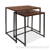 Kate and Laurel - Solis Rustic 2-Piece Nesting Side Accent Tables with Geometric Patterned Wooden Tops and Distressed Black Metal Bases  Walnut Finish - B07G7CG2NJ