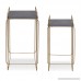 Kate and Laurel Strole 2-Set Modern Metal/Wood Nesting Tables Concrete Gray top with Matte Gold Geometric Base - B07CTW8YJL