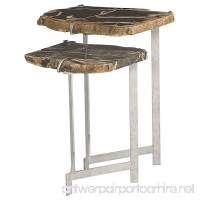 Kathy Kuo Home Sybil Industrial Loft Petrified Wood Nesting Side Tables - Pair - B011Q3YU28
