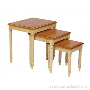 Office Star Country Cottage Collection 3-set Nesting Side Tables in Buttermilk and Cherry Finish - B000PWISV6