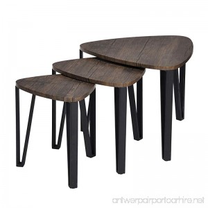 Set of 3 - Vintage Dark Brown / Black Frame Nesting Side End Tables - B073XVTDZX