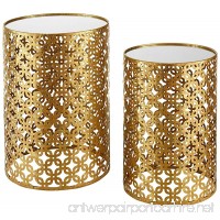 Set of Two Contemporary Round Gold Nested Tables with Mirror Tops (OSLN). Glamorous Design and Style in Gold Leaf Finish Nesting Tables. Assembly Required - B01FUHHMAS