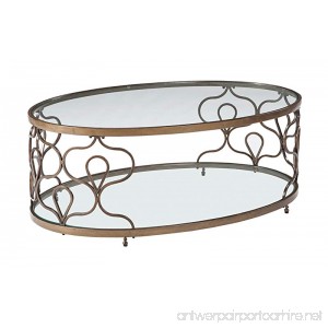 Ashley Furniture Signature Design - Fraloni Traditional Round Glass-Top Cocktail Table - Bronze Finish - B071P2PCLB