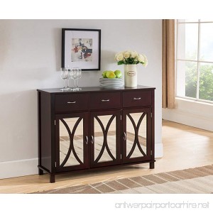 Kings Brand Rutheron Buffet Server Cabinet/Console Table Mirrored Doors Espresso - B01MXO7NKX