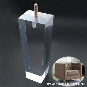 Replacement Legs Square Acrylic Sofa Feet 8 inch Stand legs for Bed Side Table Night Table Cupboard Antique Modern Furniture Decor Clear Glass Pack of 4 - B0798BQB7N