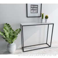 Roomfitters Sofa Console Table Marble Print Top Metal Frame Accent White Narrow Foyer Hall Table White - B0723BMSWP