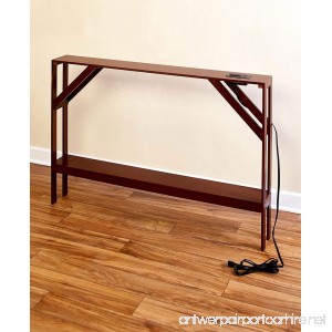 The Lakeside Collection Skinny Sofa Table with Outlet - Walnut - B07F3NR357