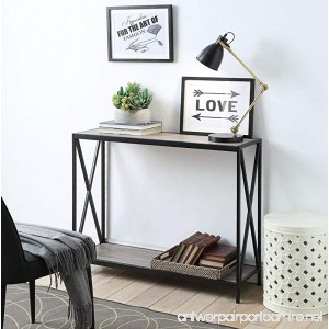 Weathered Grey Oak Metal frame 2-tier Console Sofa Table with X-Design by eHomeProducts - B07D533V5J