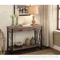 Weathered Grey Reclaimed Look Console Sofa Table X-Design with Two Drawers / Shelf - B01NAEP2H8
