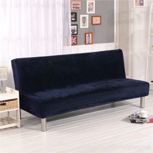 19V78 Plush Sofa Cover Sofa Bed Cover Futon Slipcover Solid Color Full Folding Elastic Armless 80 x 50 in Navy - B07B61J47G