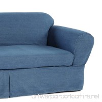2 Piece Cotton Washed Heavy Denim Sofa Slipcover  Blue - B01L8ZLVSK