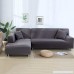 cjc Premium Quality Sofa Covers for L Shape 2pcs Polyester Fabric Stretch Slipcovers + 2pcs Pillow Covers for Sectional sofa L-shape Couch - Solid Color Grey - B076SJ96S1