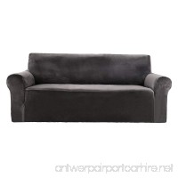 Deconovo Stretch Strapless Sofa Cover Solid Color Premium Velvet Plush Grey Couch Cover for 3 Cushion Sofa - B07DJ2ZMGG