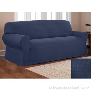Fancy Collection Sure Fit Stretch Fabric Sofa Slipcover Sofa Cover Solid New #Stella (Navy Blue 1 pc Sofa) - B079GHBG6D