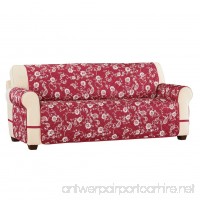 Paisley Scroll Ultra Furniture Cover Protector with Stay in Place Straps Quilted Reversible Burgundy Sofa - B07FBXD5DR