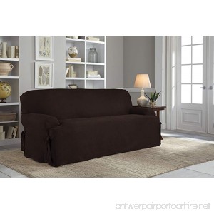 Serta Relaxed Fit Smooth Suede Furniture Slipcover for T-Sofa Chocolate - B0119PZKHC
