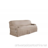 Serta Relaxed Fit Twill Furniture Slipcover for T-Sofa  Taupe/Ivory - B010M4CA7Y