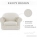 Subrtex 2-Piece Jacquard Fabric Stretch Sofa Slipcovers (Chair White Embossed) - B075477QT8