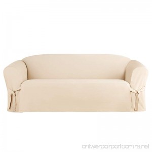 Sure Fit Heavyweight Cotton Duck One Piece Box Cushion Sofa Slipcover - Natural (SF41844) - B079YZ737V
