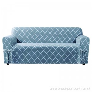 Sure Fit Lattice 1-Piece - Sofa Slipcover - Pacific Blue (SF45868) - B01DO50DG8