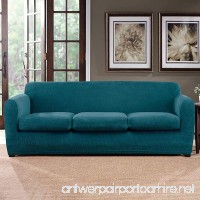 Sure Fit Ultimate Stretch Chenille - Three Cushion Sofa Slipcover - Teal (SF46333) - B079PXRC96