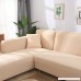 Universal Sofa Covers for L Shape 2pcs Polyester Fabric Stretch Slipcovers + 2pcs Pillow Covers for Sectional sofa L-shape Couch - Cream-coloured - B076SJW9SW