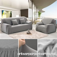 Waligastore Polyester Stretch Slipcover Chair Loveseat Sofa Available for 1 2 3 4 Four People without Pillowcase (Gray Loveseat) - B07D7N1VB9