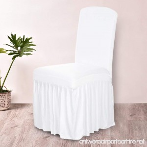 Anself Ruffled Stretchable Washable Dining Chair Cover Spandex Seats Slipcover for Wedding Party/Hotel (White-1) - B07BQHJ333