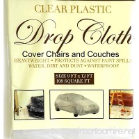 Clear Plastic Protective Chair and Couch Cover Drop Cloth 9' X 12' - B075FYSFJP