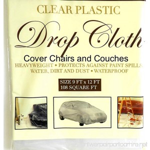 Clear Plastic Protective Chair and Couch Cover Drop Cloth 9' X 12' - B075FYSFJP