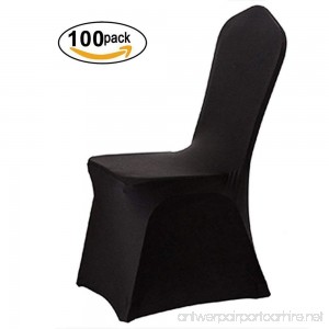 FCH 100 PCS Polyester Spandex Chair Covers w/4 Elasticated & Rugged Pockets Universal for Wedding Banquet Anniversary Party Home Decoration (BLACK 100 PCS) - B07BLTVQGQ