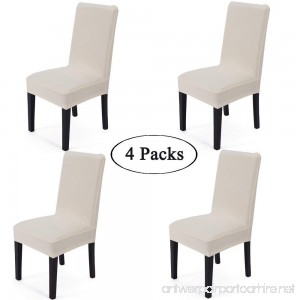 Gold Fortune Spandex Fabric Stretch Removable Washable Dining Room Chair Cover Protector Seat Slipcovers Set Of 4 (Cream) - B07561HZ2B