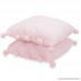 Cheer Collection [2 Pack Ultra Soft Flannel Pom PomThrow Pillows | Decorative Accent Pillow with Pompoms - 18 x 18 - Light Pink - B07FMWLTYY