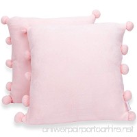 Cheer Collection [2 Pack Ultra Soft Flannel Pom PomThrow Pillows | Decorative Accent Pillow with Pompoms - 18" x 18" - Light Pink - B07FMWLTYY