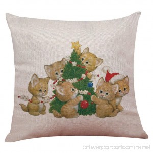 Cotton Linen Pillow Office Nap Pillow Christmas Cartoon Cat Dog Pattern - B07B3PX75G