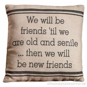 Country House Collection Primitive Sentimental Cotton 8 x 8 Throw Pillow (Friends 'Til We Are Old) - B01DE8NEYS