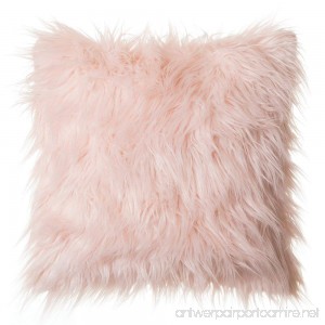 Faux Fur Throw Pillow 18x18 With Insert Mongolian Long Hair Pink - B076MB2Q97