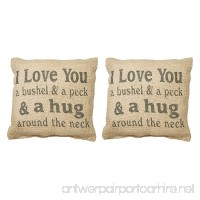 I Love You a Bushel and Peck Small 8 x 8 inch Square Decorative Burlap Throw Pillow  Pack of 2 (2) - B075Z7WXP2
